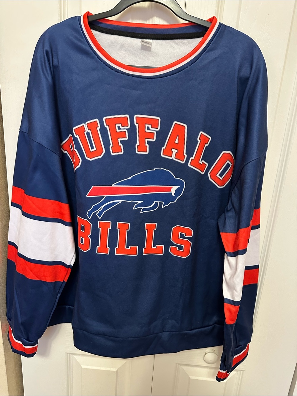 Buffalo Bills Navy Crewneck Team Sweater with Red and White Accents
